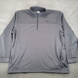 Callaway Mens XXL Gray Textured 1/4 Zip Golf Pullover Fleece Lined Sweatshirt